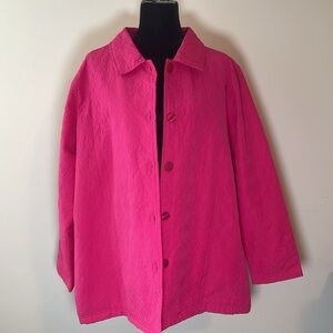 NWT Kim Rogers Pink Satin Lined Quilted Jacket Size 1X NWT